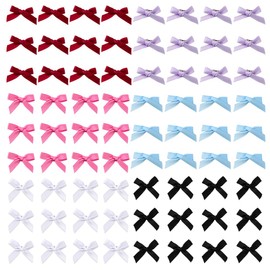 GOMAKERER 72 Pcs 6 Colors Bowknot Hair Clips, Multicolour Satin Mini Bowknot Hair Barrettes Ribbon Bow Hairpins Accessories for Women Hairstyle Making Salon Supplies