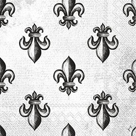 Boston International IHR 3-Ply Paper Napkins Mardi Gras Fat Tuesday Designs, 20-Count Lunch Size, Croquis Fleur De Lis