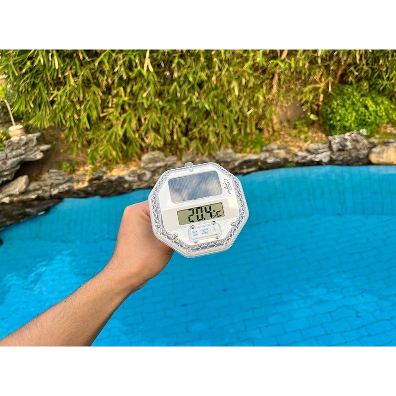 infactory Solar: Floating Pond & Pool Thermometer, RGB LEDs, LCD,