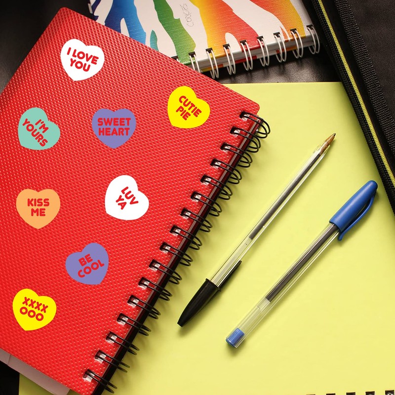 Beistle S74005AZ6, 24 Sheets Candy Heart Stickers, 4.75'' x 7.5''