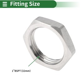 X AUTOHAUX 304 Stainless Steel Pipe Fittings 1" BSPT Hex Locknut 2 Pcs