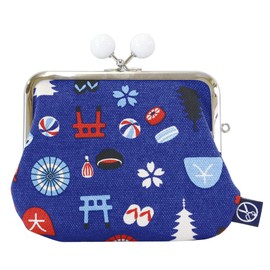 Maeda Dyeing Goshikihanpudo Kyoto Limited Series Wallet with Metal Clasp (Beaded), Blue Size: Approx. 5.1 x 5.7 inches (13 x 14.5 cm)