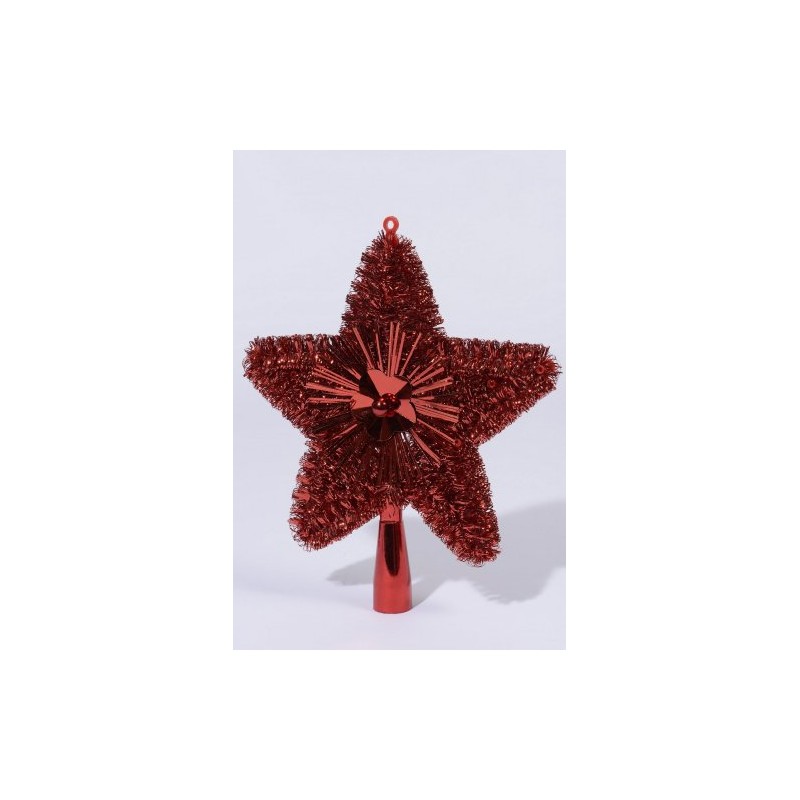 Kaemingk Tree Top Star Christmas Red Lametta