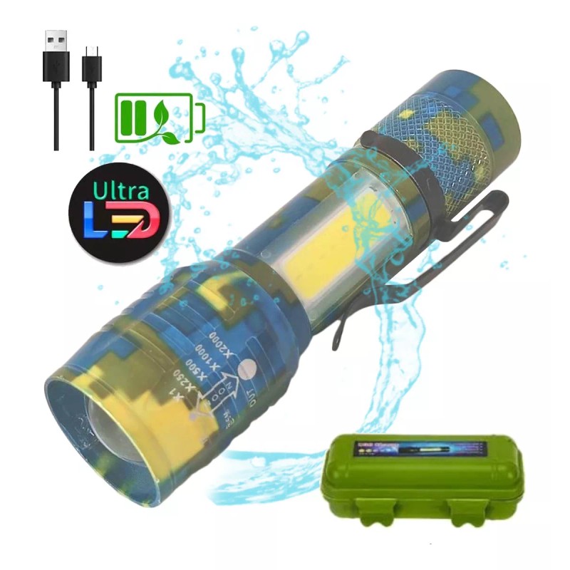 LJK Lampara Tactica Camuflaje Militar 2000 Lumenes Recargable
