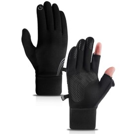 Bobelle Men's Cycling Gloves, Winter Gloves, Warm, Thermal Cycling Gloves, Windproof Touchscreen Gloves, Women, for Running, Cycling, Outdoor Sports (Black)