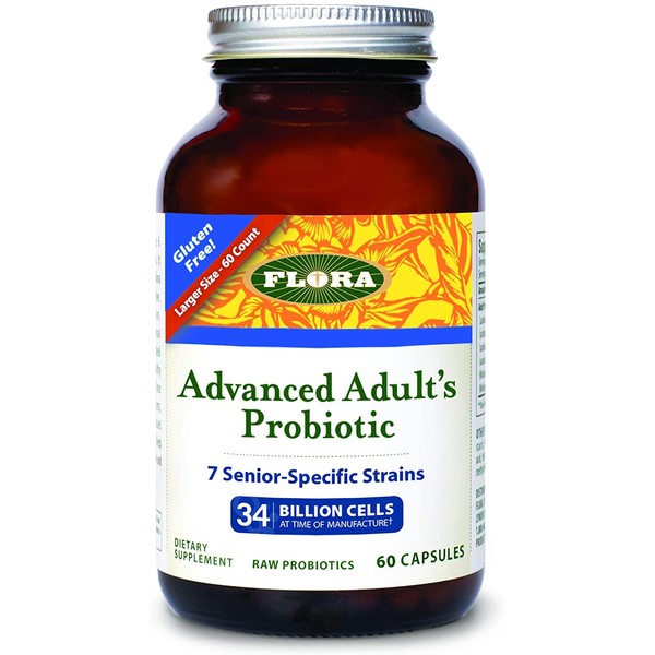FLORA - Advanced Adult Probiotic, 34 Billion CFU, RAW, 60 Count