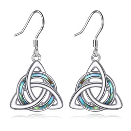 URONE Celtic Knot Earrings 925 Sterling Silver Celtic Knot Earrings with Abalone Shell Irish Jewelry Gifts for Women
