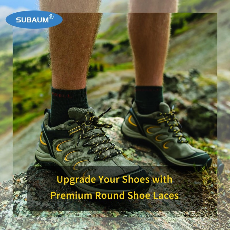 SUBAUM 2 PAIRES Round Strong Work Boot Laces,Heavy Duty Shoe