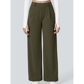 Phophila High Waisted Work Pants for Women Business Casual Outfits Office Dress Pants Trousers with Pockets Army Green M