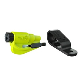 resqme and Dashboard Clip Pack The Original Emergency Keychain Car Escape Tool, 2-in-1 Seatbelt Cutter and Window Breaker, Made in USA - Yellow