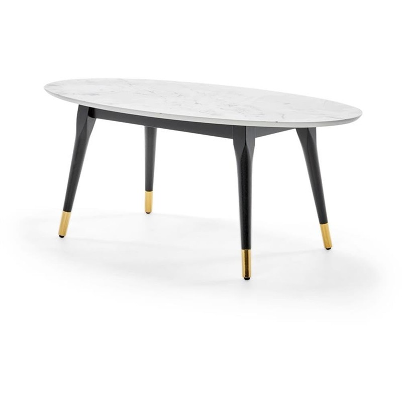 Elle Decor Clemintine Oval Coffee Table Marble Print