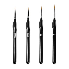 DOETYD Detail Paint Brush Set of 4 contains 4 different sizes of Art Paint Brushes Fine Detail Paint Brushes for Watercolor Acrylic Oil Painting (Black)