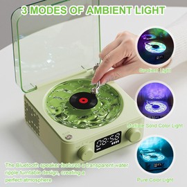 Waves Vinyl Player, Vinyl Record Player with Water Waves Lamp, Waves Vinyl Bluetooth Turntable, Portable Wireless Retro Turntable for Bedroom, Office, Party (White)