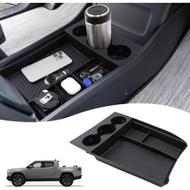Lower Center Console Organizer Tray Compatible with Rivian R1T & R1S 2024 2023 2022, Drinking Cup Holder Storage Box Tray Insert Interior Accessories