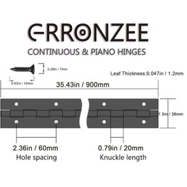 Heavy Duty Piano Hinge 36 Inch x 1.5 Inch, 0.047" Leaf Thickness