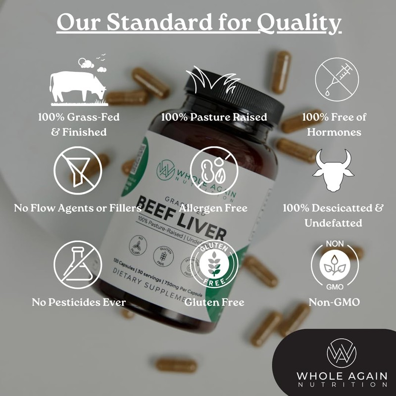 Grass Fed Beef Liver Capsules - 100% Pasture Raised -