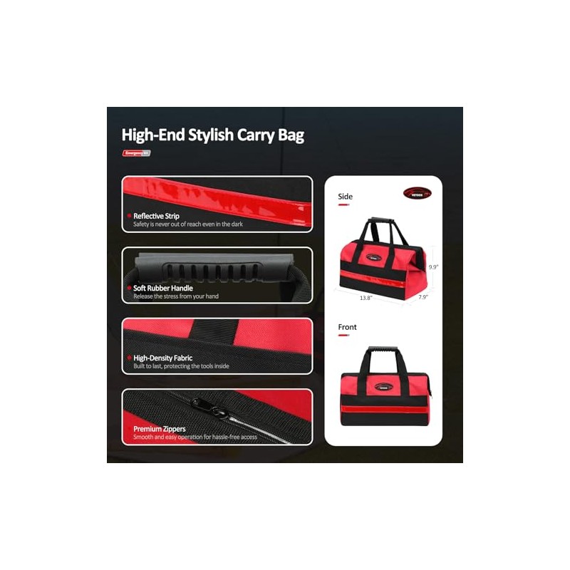 Car Roadside Emergency Kit with Jumper Cables, Auto Road Side