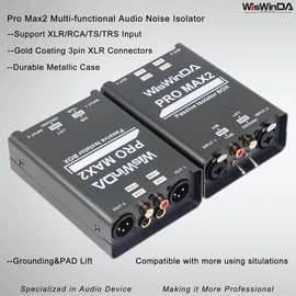 WisWinDa Pro Max2 2Channels XLR/RCA/TS/TRS Passive Hum Eliminator Box for Audio Equipments Ground Loop Isolator Noise Filter for Different Audio Systems Using (WDISO-Pro Max2)