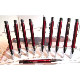 TERZETTI Lot of 10 TERZETTI "FOURSOME" RED Metal BRASS BODY Ballpoint Pen-CLOSEOUT