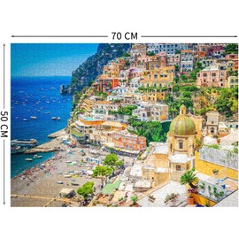 Jigsaw Puzzles for Adults 1000 Pieces, Interlock Perfectly Letter on Back No Dust, Home Decor Birthday Party Gift Toy for Men Women Elders Seniors, 1:1 Poster (Town of Positano)