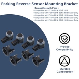 FZJDSD 4pcs Parking Reverse Aid Sensor & Retainer Bracket Compatible with Ford F-150 F-250 F-350 F-450 F-550 2016 2017 2018# HC3Z-15K859-A HC3Z15K859A FL3Z-15K859-B FL3Z15K859B HC3T-15K859-EA