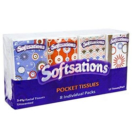 Nicole Home Collection Softsations Pocket Tissues 3-Ply Facial, 8-Pack