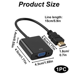 HDMI auf VGA Adapter 1080P HDMI zu VGA Kabel Konverter (Stecker auf Buchse) High Definition für Computer HDTV Monitor Projektor Laptop vergoldeter Stecker für stabile Übertragung