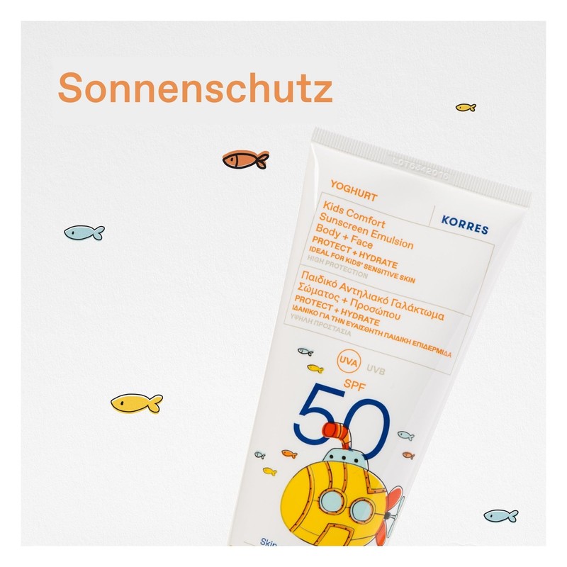 KORRES YOGHURT Comfort, emulsione solare per bambini SPF 50, crema