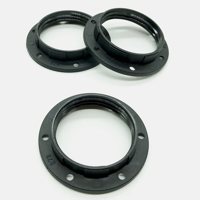Pack of 3 Screw Rings E27 Plastic Black for Lamp