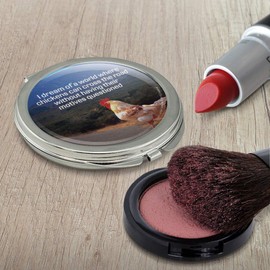 I Dream of a World Where Chickens can Cross the Road Without Motives Questioned Funny Humor Compact Travel Purse Handbag Makeup Mirror