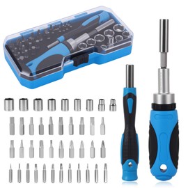 44 in 1 Ratchet Screwdriver Bit Set - Mini Sockets, Stubby Grip Drivers Hand Tools, Magnetic Screwdriver, Mini Combination Tool Set, DIY and Professional Kit, 1/4" and 20mm Drive Precision Bits