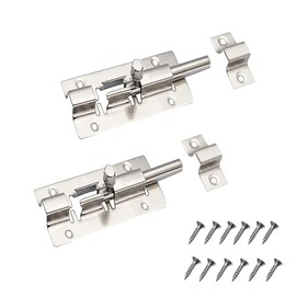 Door Bolt,2 Sets Stainless Steel Silder Door Latch Locks Sliding Doors Catch Lock for Bathroom Internal Toilet Bedroom Window Furniture Pet Gate 3 inch