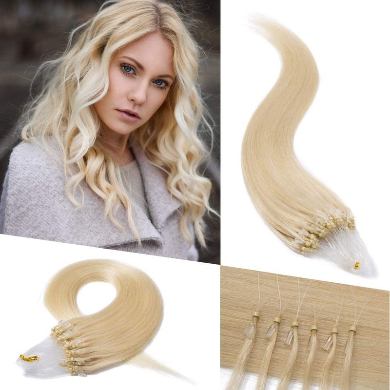 XUANHEFA Human Hair Ring Loop Hair Tip Extensions Remy Hair