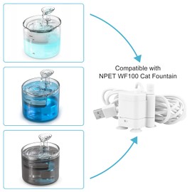 NPET Cat Water Fountain Replacement Pump with Light Compatible with WF100 Cat Fountain