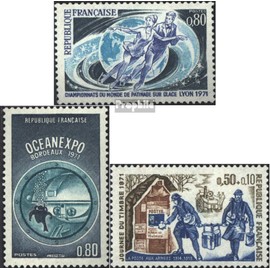 France 1739,1740,1743 (complete.issue.) unmounted mint/never hinged ** MNH 1971 Figure Skating, Ocean, Philately (Stamps for collectors) Winter sports (skiing/ice hockey/bobsleigh ...)