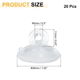 sourcing map 20Pcs Aquarium Suction Cup Clips, 5mm Airline Tube Holders Clamps Cup Holder Sucker Tube Suckers for ID Airline Tubing Fish Tank, Clear