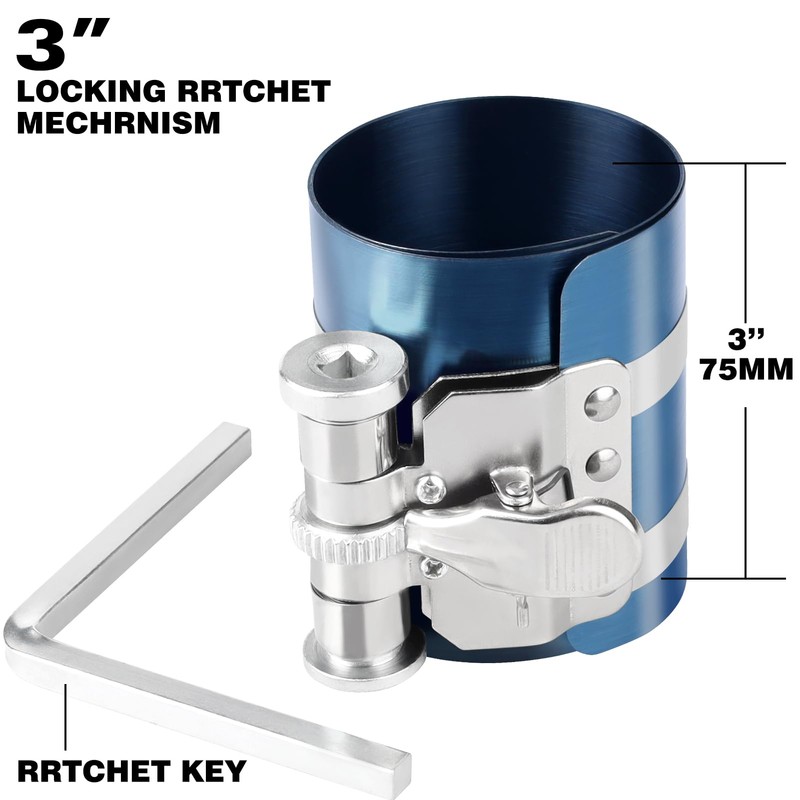 Xastro 3" Piston Ring Compressor Tool, Adjustable Ratchet Piston Ring