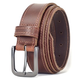 Ashford Ridge Made in England 35mm Full Leather Edge Stitched Belt - Antique Brown Medium