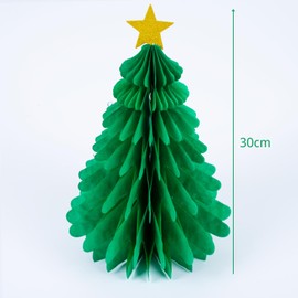 Christmas Tree Paper Honeycomb Ornaments Christmas Ornaments for Party Christmas Deco, Red Green