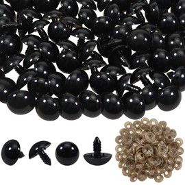 TOAOB Pack of 150 Safety Eyes, 20 mm, Black, Plastic, Crafts, Dolls, Eyes, Button Eyes with Washers for Crochet Animals, Doll, Puppet, Plush Toy, Teddy Eyes