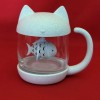Anya Clear Glass Cat Tea Mug 8 Oz Speckled Base