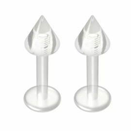 LionGothic Pair of Bioflex Labret Retainer with spike ends Perfect for Lips Cartilage 16g