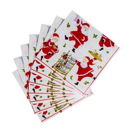 Caspari Cocktails with Santas Paper Cocktail Napkins - Four Packs of 20