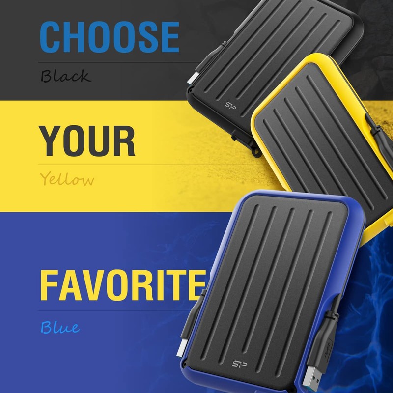 Silicon Power Armor A66 1TB Rugged External Hard Drive, Military-Grade