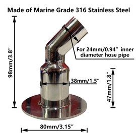 LEQMG Diesel Heater Thru Hull Exhaust Skin,Marine Grade 316 Stainless Steel,Fitting for 24mm Tube Pipe Socket Hardware(Bent)