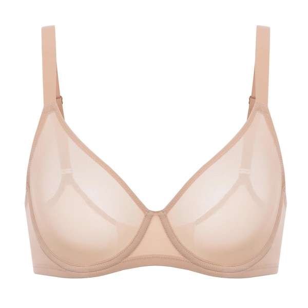 DELIMIRA Women's Cosnufy Sheer Mesh Bra Full Coverage Plus Size