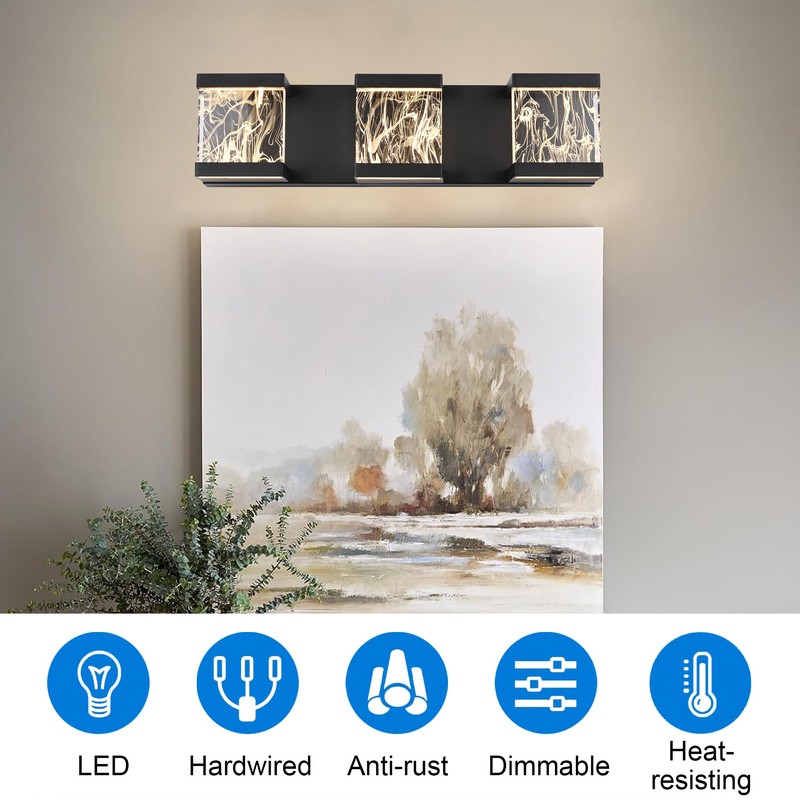 MELUCEE Modern LED Bathroom Lights Over Mirror 15W 3 Lights