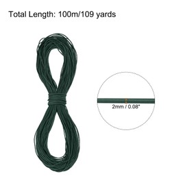 PATIKIL 109 Yards Elastic Cord Heavy Stretch String Rope 2mm Dark Green for Crafting DIY Sewing Hook Straps Camping Tie Down Strap