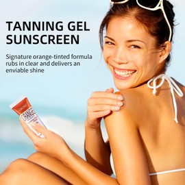 Tanning Gel Sunscreen SPF 30+ – Fast-Absorbing Outdoor Sun Protection with Coconut & Vitamin E – Hydrating Bronzing Gel for Glowing Tan, 3.12 oz (1PC)