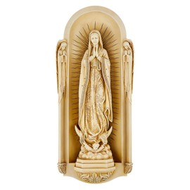 Avalon Gallery Garden Statue - San Benedetto Collection Stone-Resin Indoor/Outdoor Catholic Wall Plaque, 18" Tall, Our Lady of Guadalupe